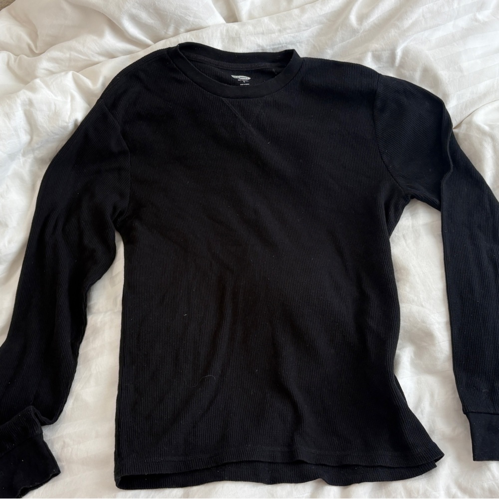 Old Navy Men's Black Crewneck Thermal Sweater